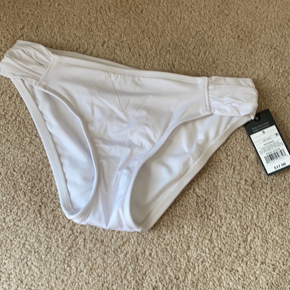 NEW White Hipster Bikini Swimsuit Bottoms Small